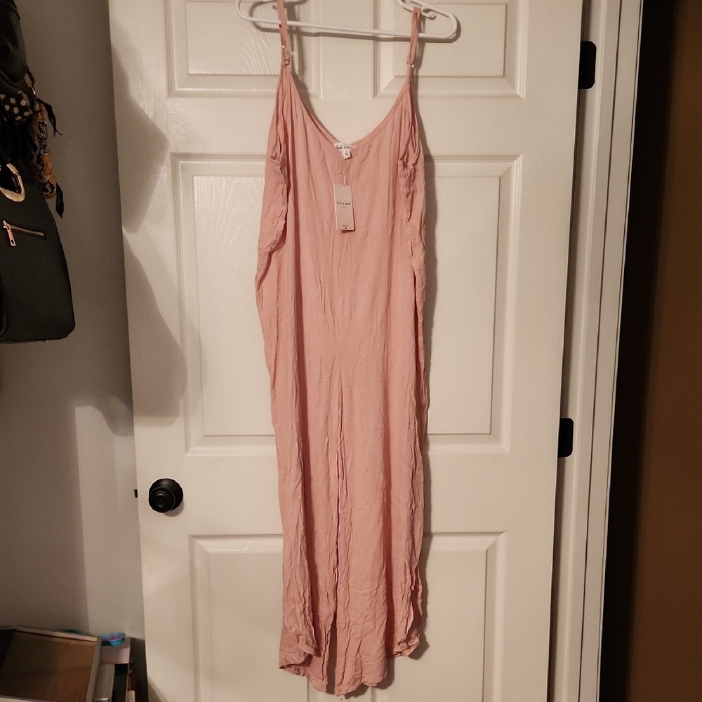 NWT Pink Spaghetti Strap Sleeveless Resort Jumpsuit